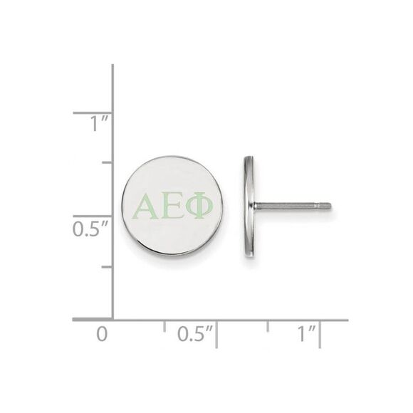 Sterling Silver Alpha Epsilon Phi Enamel Greek Letters Post Earrings - Picture 2 of 3